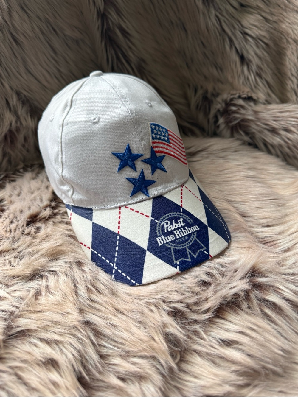 PBR USA Red White & Blue Baseball Cap One of a Kind Unique Pabst 250